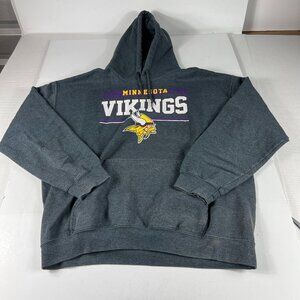 NFL Minnesota Vikings Football Sweatshirt Adult Large Grey Faded Pullover Hoodie